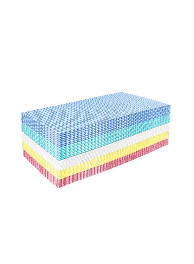 50 Pack Disposable Dish Cloths Heavy Duty Reusable Cleaning Cloths Dish Rags for Kitchen 23.6x11.8inches - 5Colors - Image 1